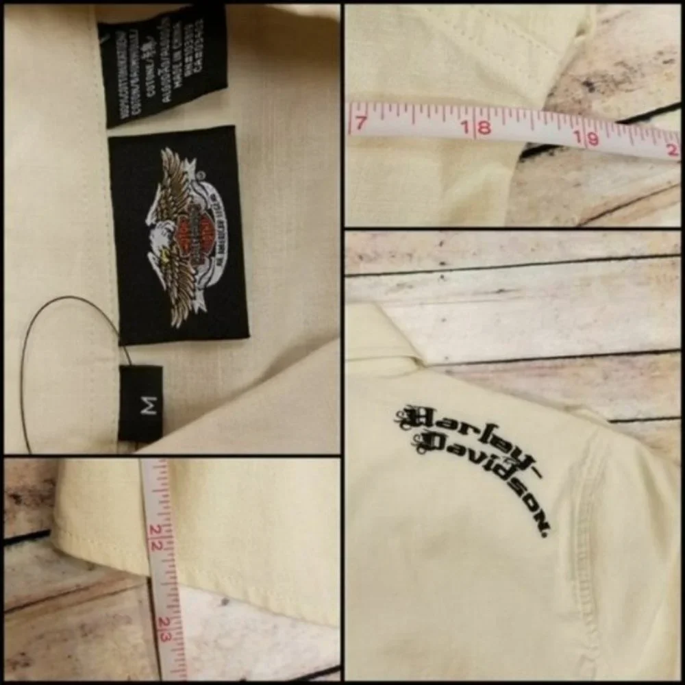 Harley Davidson Button Up Khaki Shirt - Picture 2 of 3